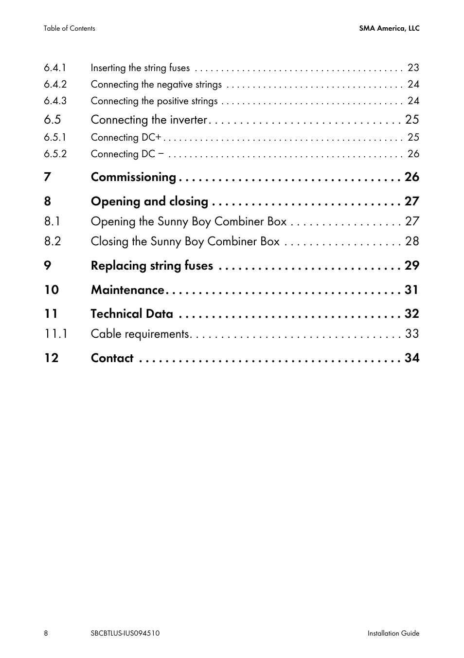 SMA SBCBTL6 User Manual | Page 8 / 36
