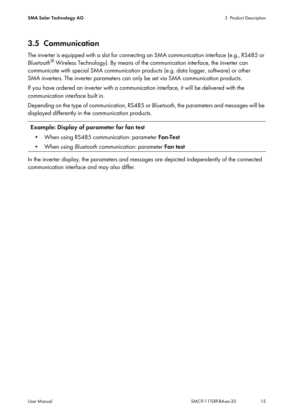 5 communication, Communication | SMA SMC 9000TL User Manual | Page 15 / 24