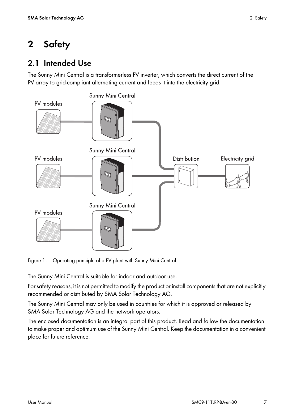 2 safety, 1 intended use, Safety | Intended use | SMA SMC 9000TL User Manual | Page 7 / 24