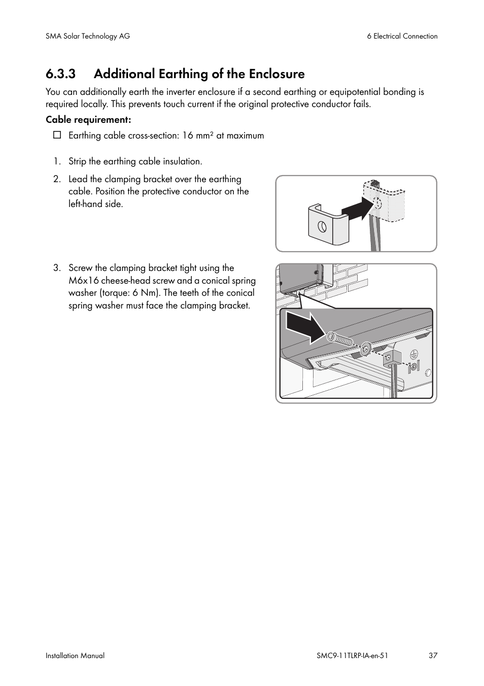 Additional earthing of the enclosure, 3 additional earthing of the enclosure | SMA SMC 9000TL Installation User Manual | Page 37 / 96