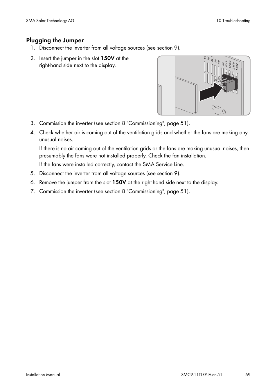 Plugging the jumper | SMA SMC 9000TL Installation User Manual | Page 69 / 96