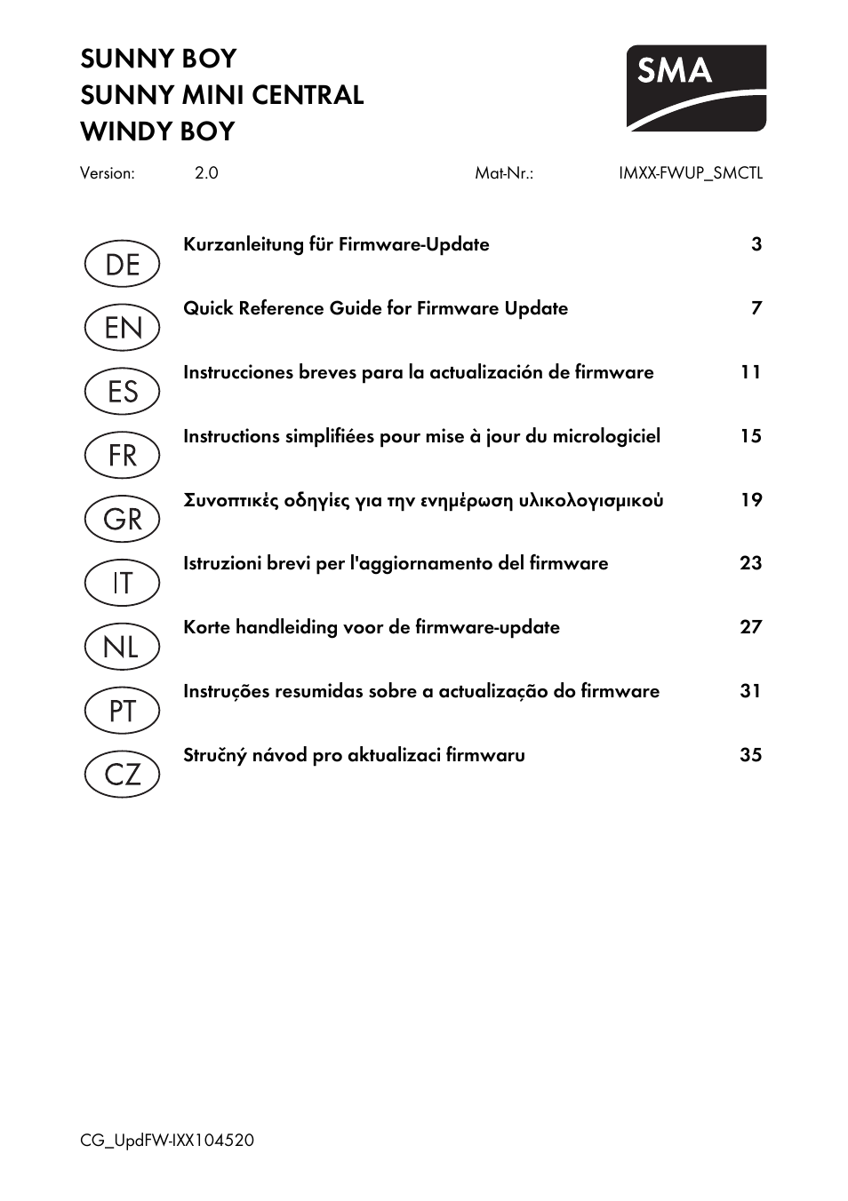 SMA IMXX-FWUP SMCTL User Manual | 40 pages