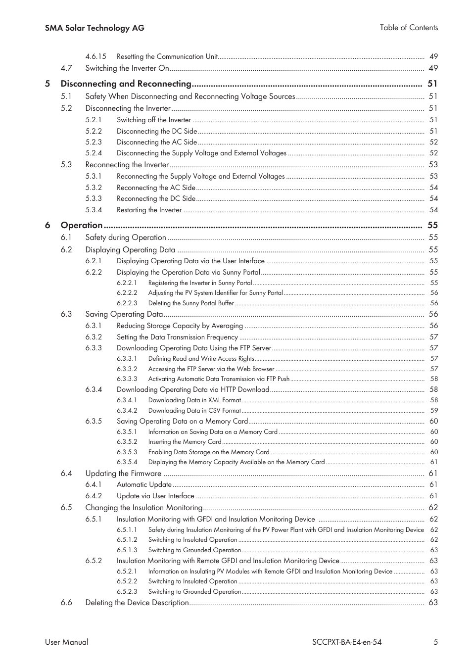 SMA SC 500CP XT User Manual | Page 5 / 158