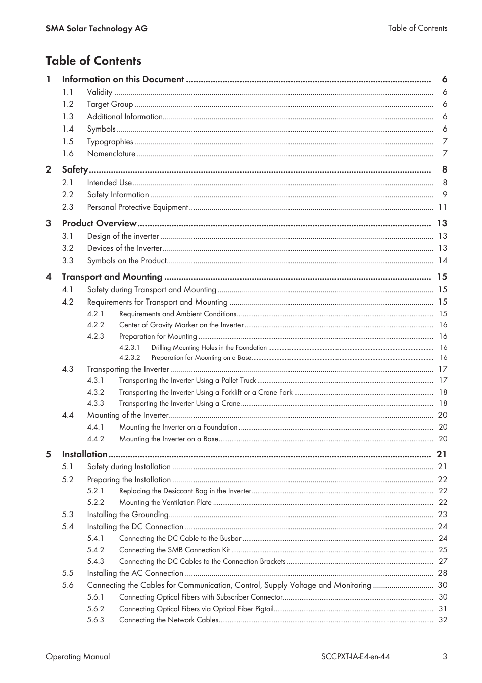 SMA SC 500CP XT Installation User Manual | Page 3 / 82