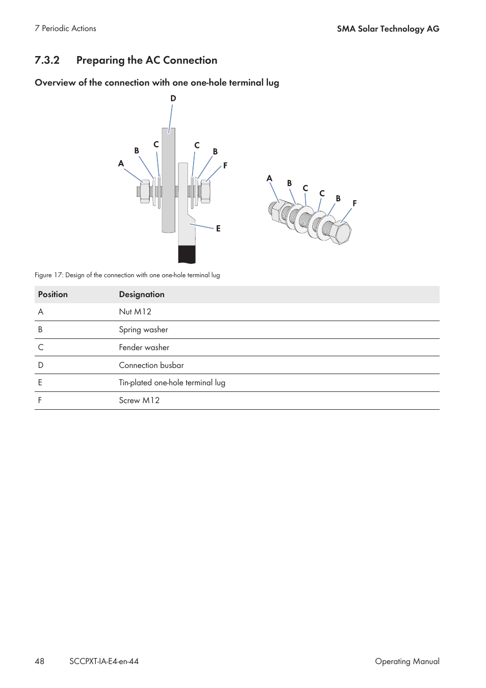 2 preparing the ac connection, Preparing the ac connection | SMA SC 500CP XT Installation User Manual | Page 48 / 82