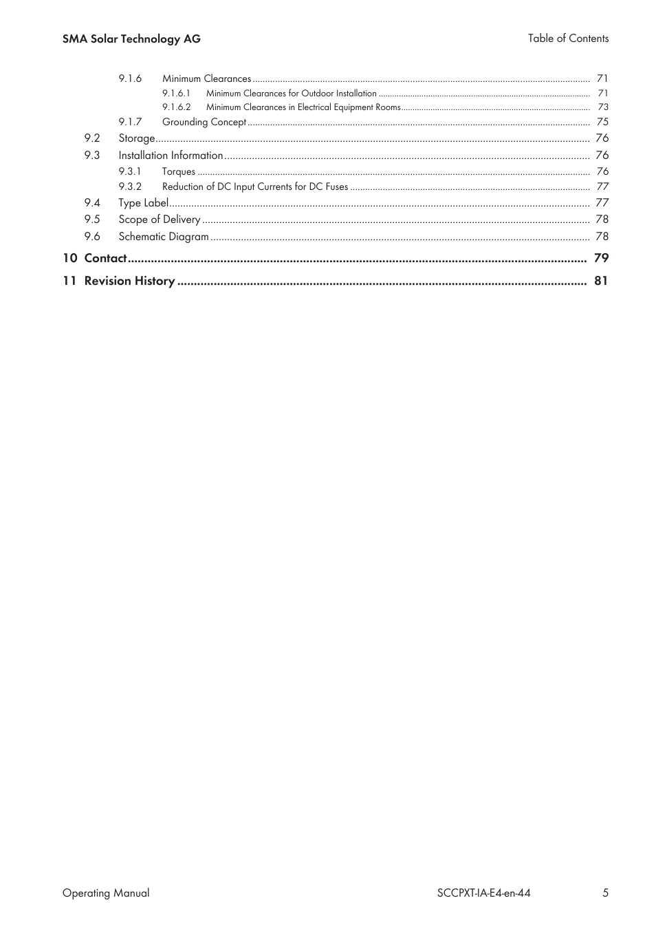 SMA SC 500CP XT Installation User Manual | Page 5 / 82