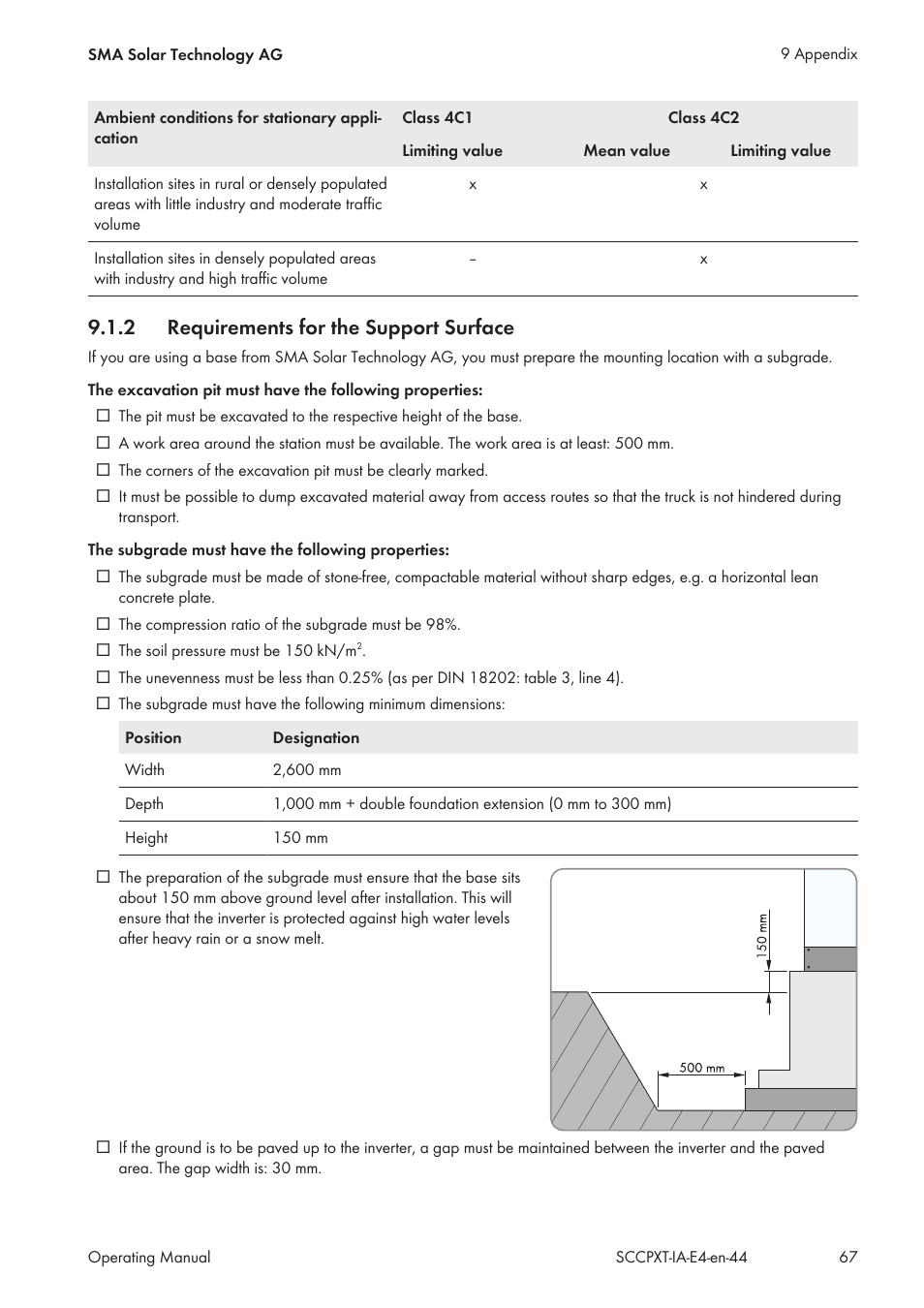 2 requirements for the support surface, Requirements for the support surface | SMA SC 500CP XT Installation User Manual | Page 67 / 82