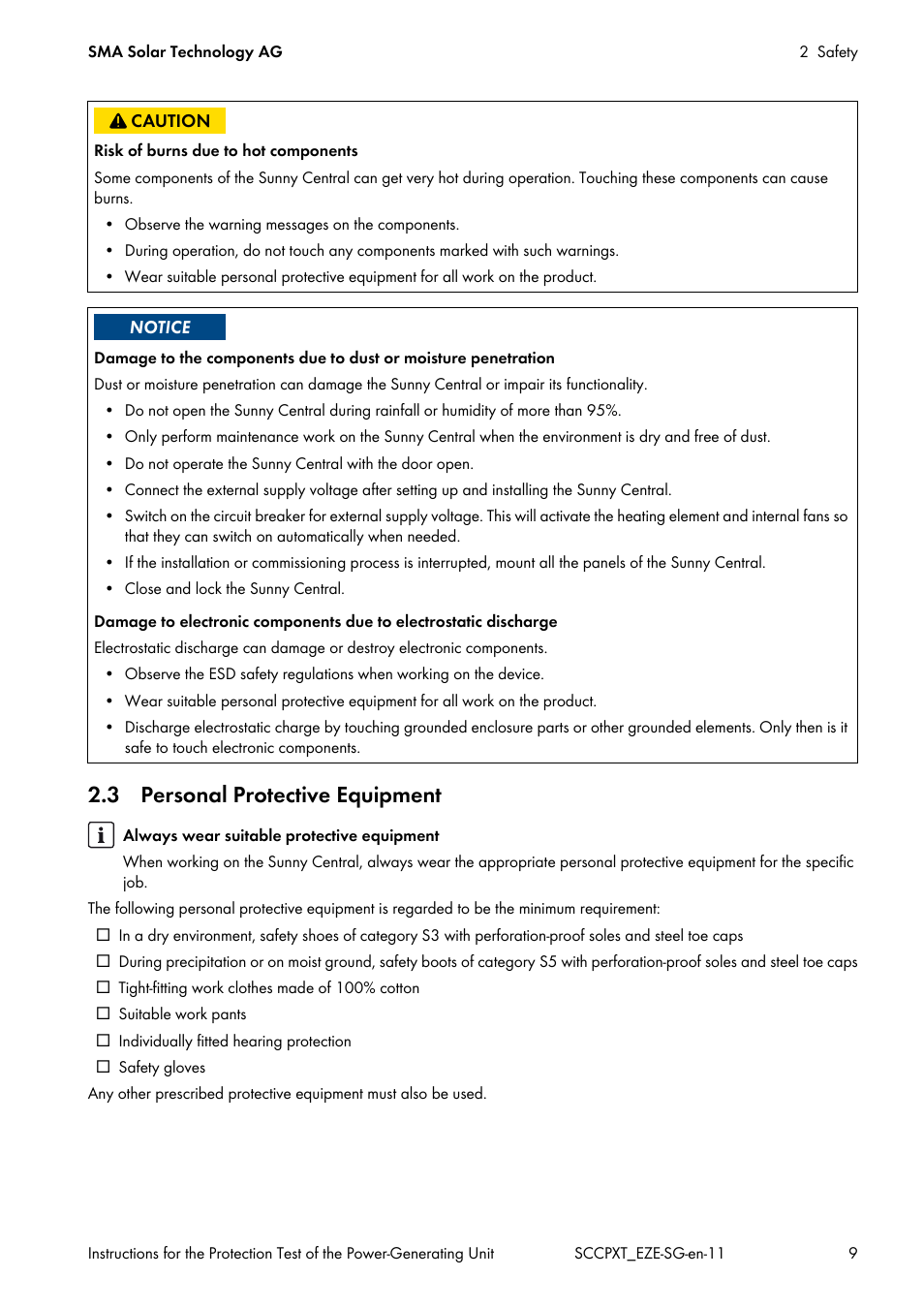 3 personal protective equipment | SMA SC 500CP XT Service Manual User Manual | Page 9 / 18
