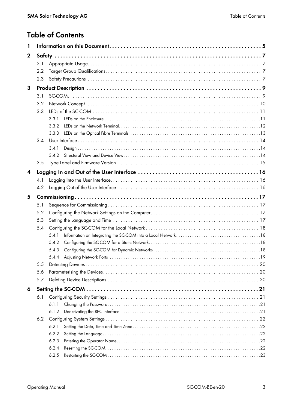 SMA SC-COM User Manual | Page 3 / 48