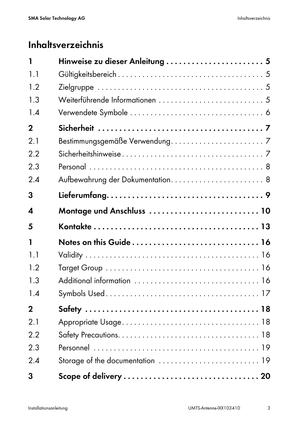 SMA GSM-UMTS-OUTAN User Manual | Page 3 / 40