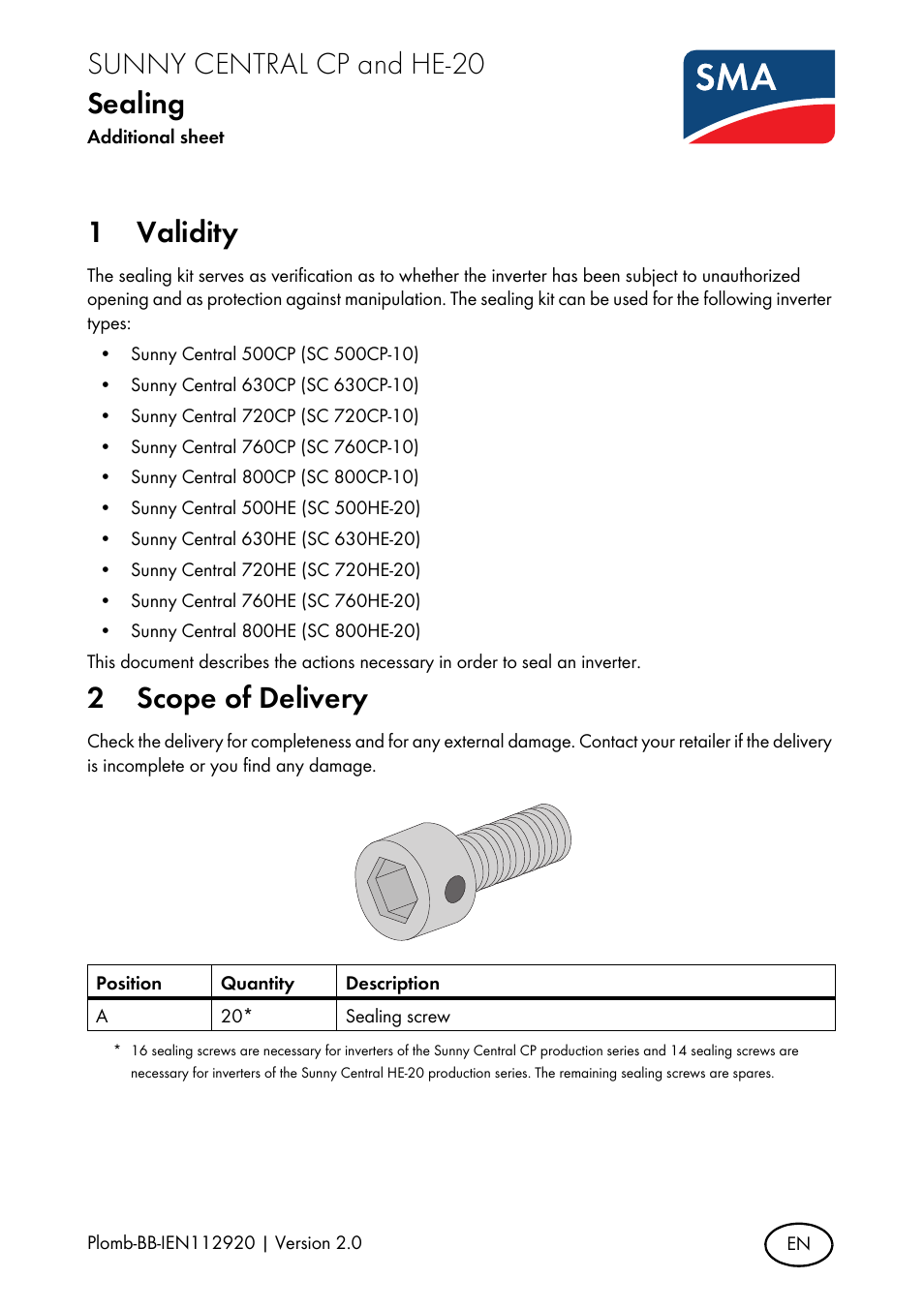 SMA SC CP User Manual | 6 pages