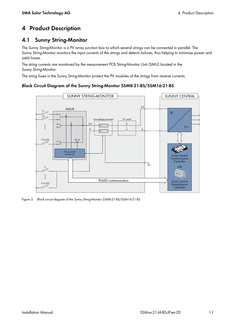 4 product description, 1 sunny string-monitor | SMA SSM8-21-BS User Manual | Page 11 / 60