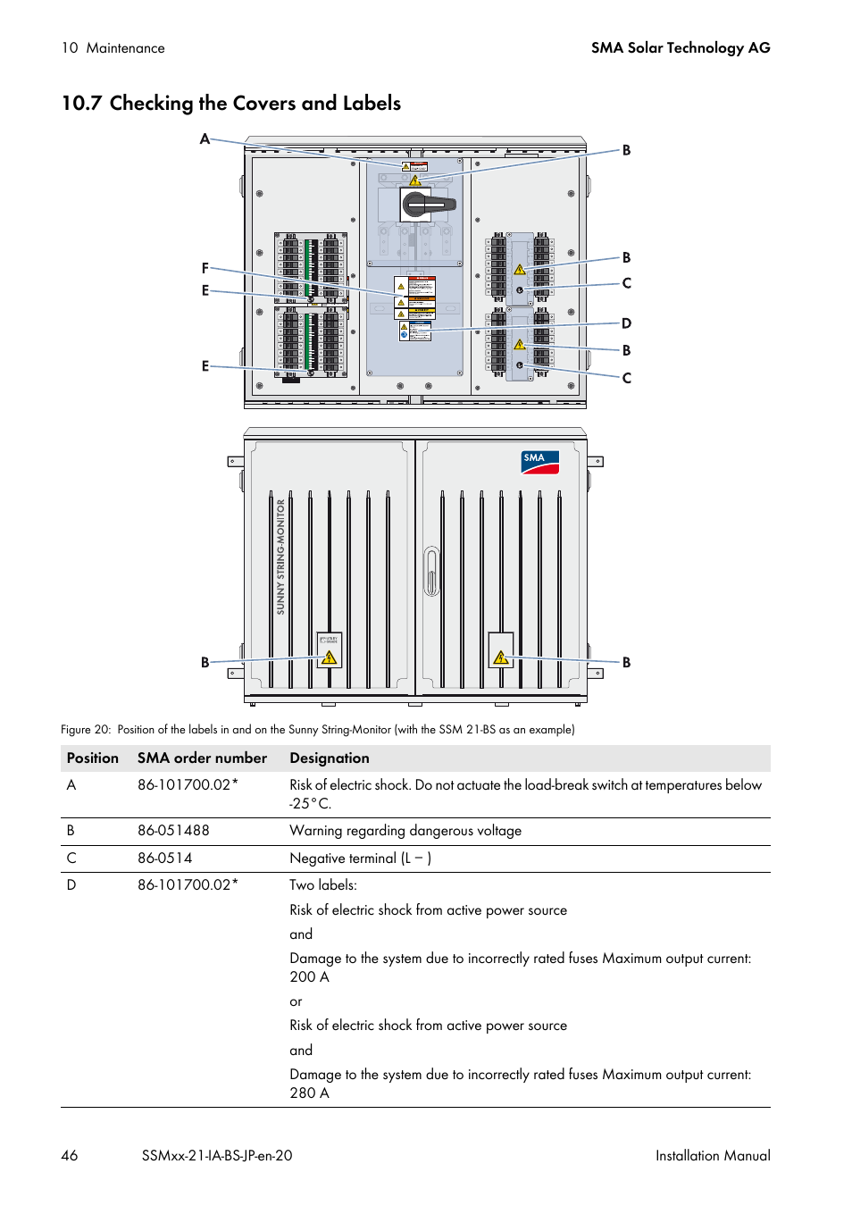 7 checking the covers and labels | SMA SSM8-21-BS User Manual | Page 46 / 60
