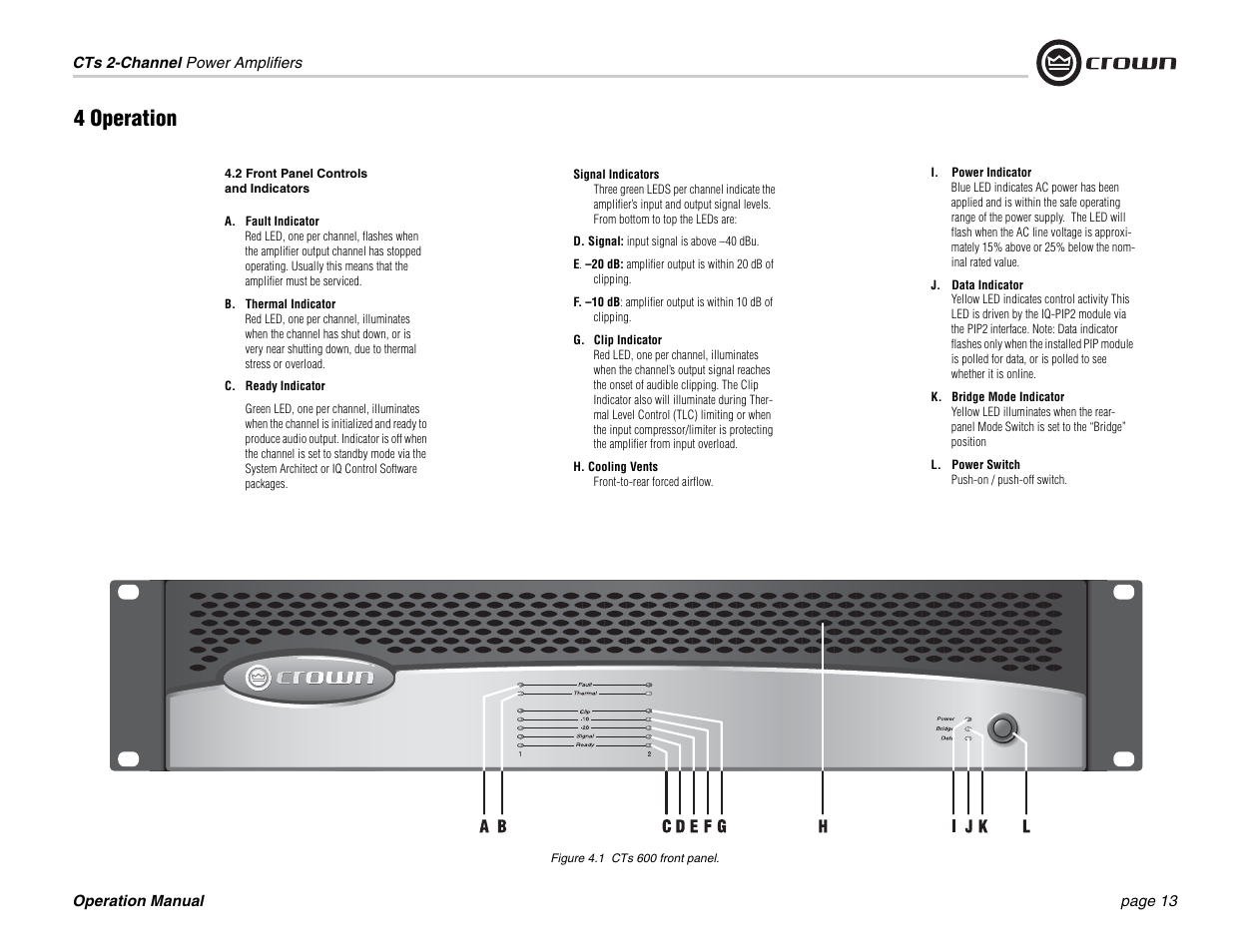 4 operation | Crown Audio CTs 600 User Manual | Page 13 / 32