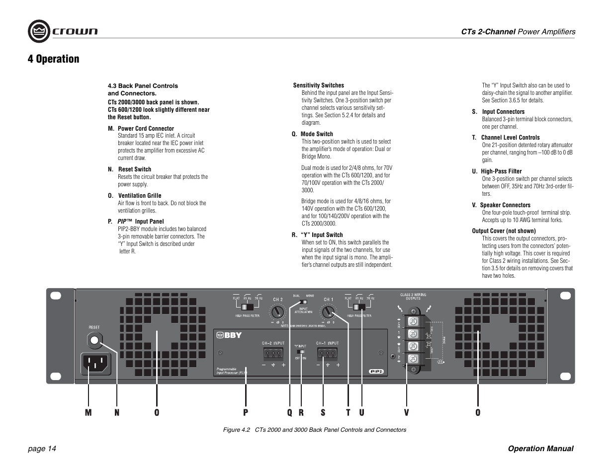 4 operation | Crown Audio CTs 600 User Manual | Page 14 / 32