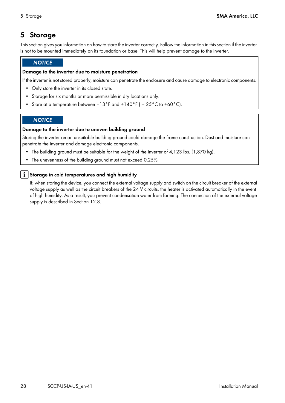 5 storage | SMA SC 500CP-US User Manual | Page 28 / 112
