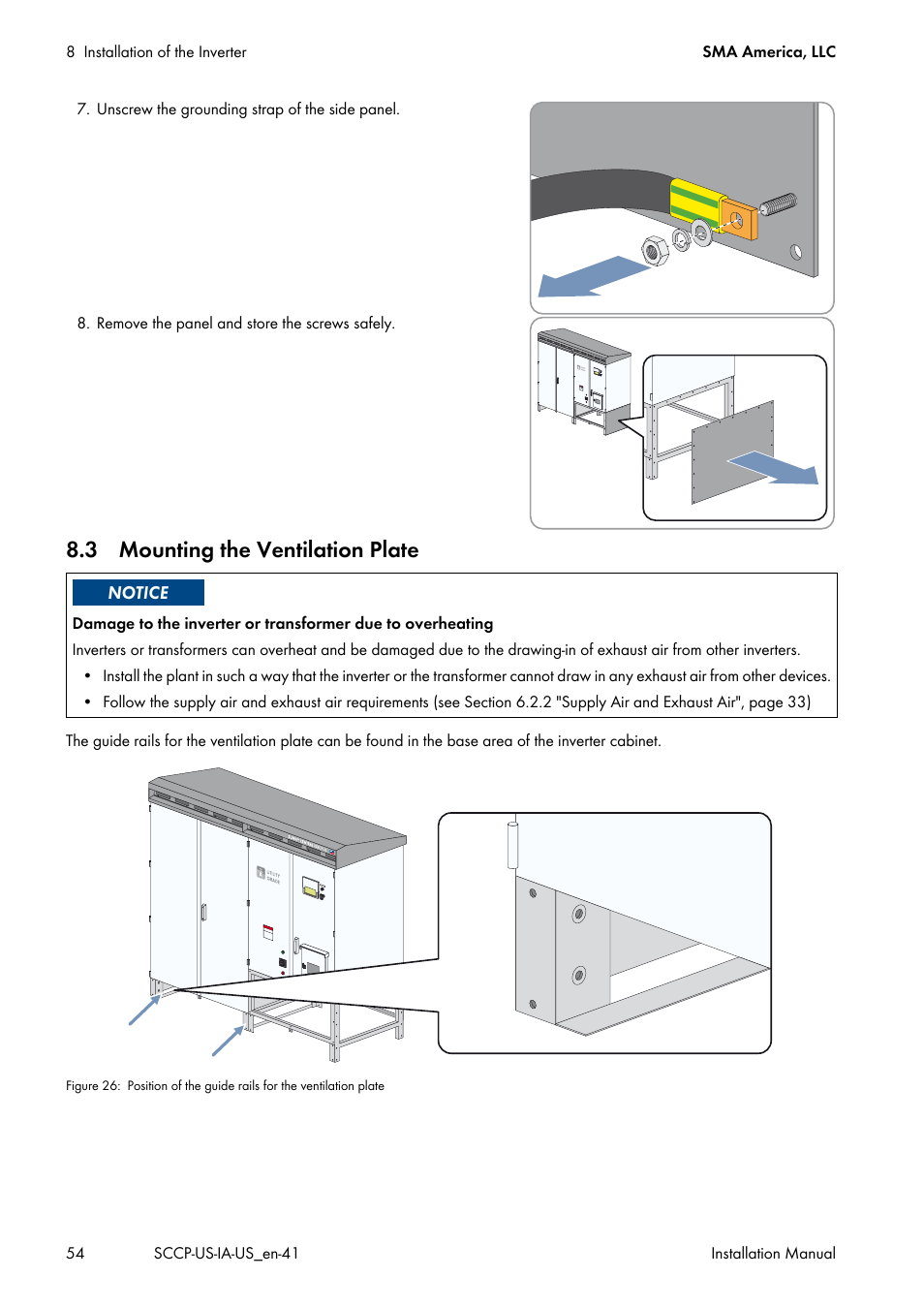 3 mounting the ventilation plate | SMA SC 500CP-US User Manual | Page 54 / 112