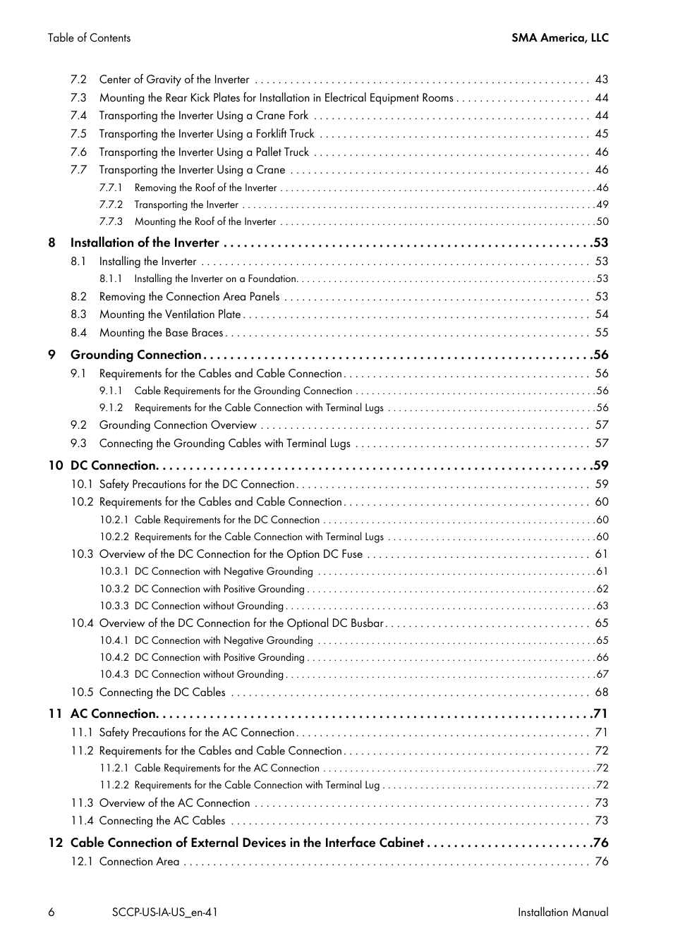 SMA SC 500CP-US User Manual | Page 6 / 112