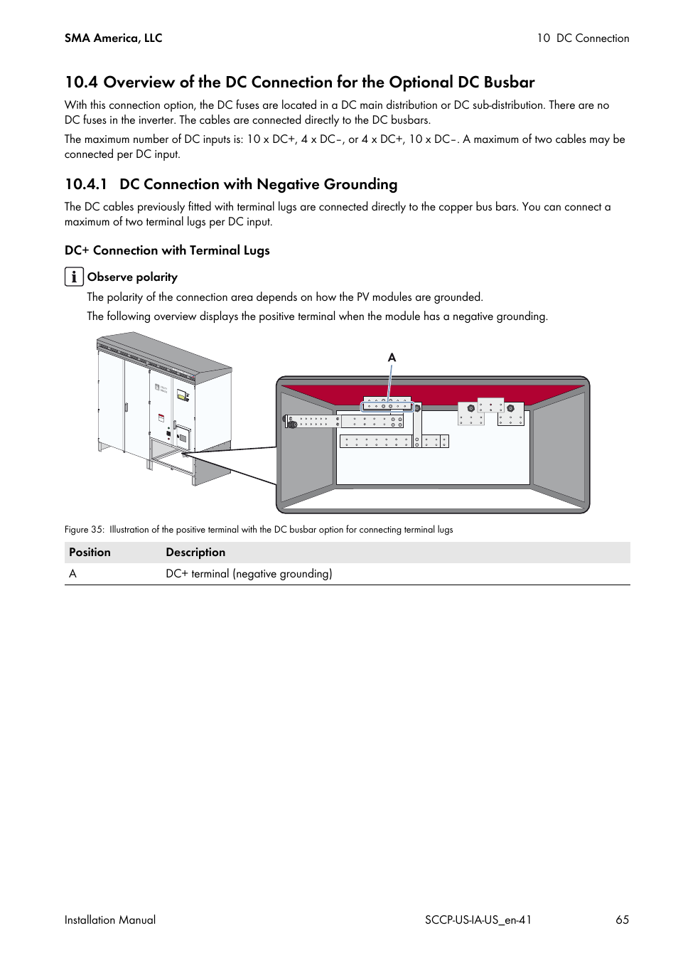 1 dc connection with negative grounding | SMA SC 500CP-US User Manual | Page 65 / 112