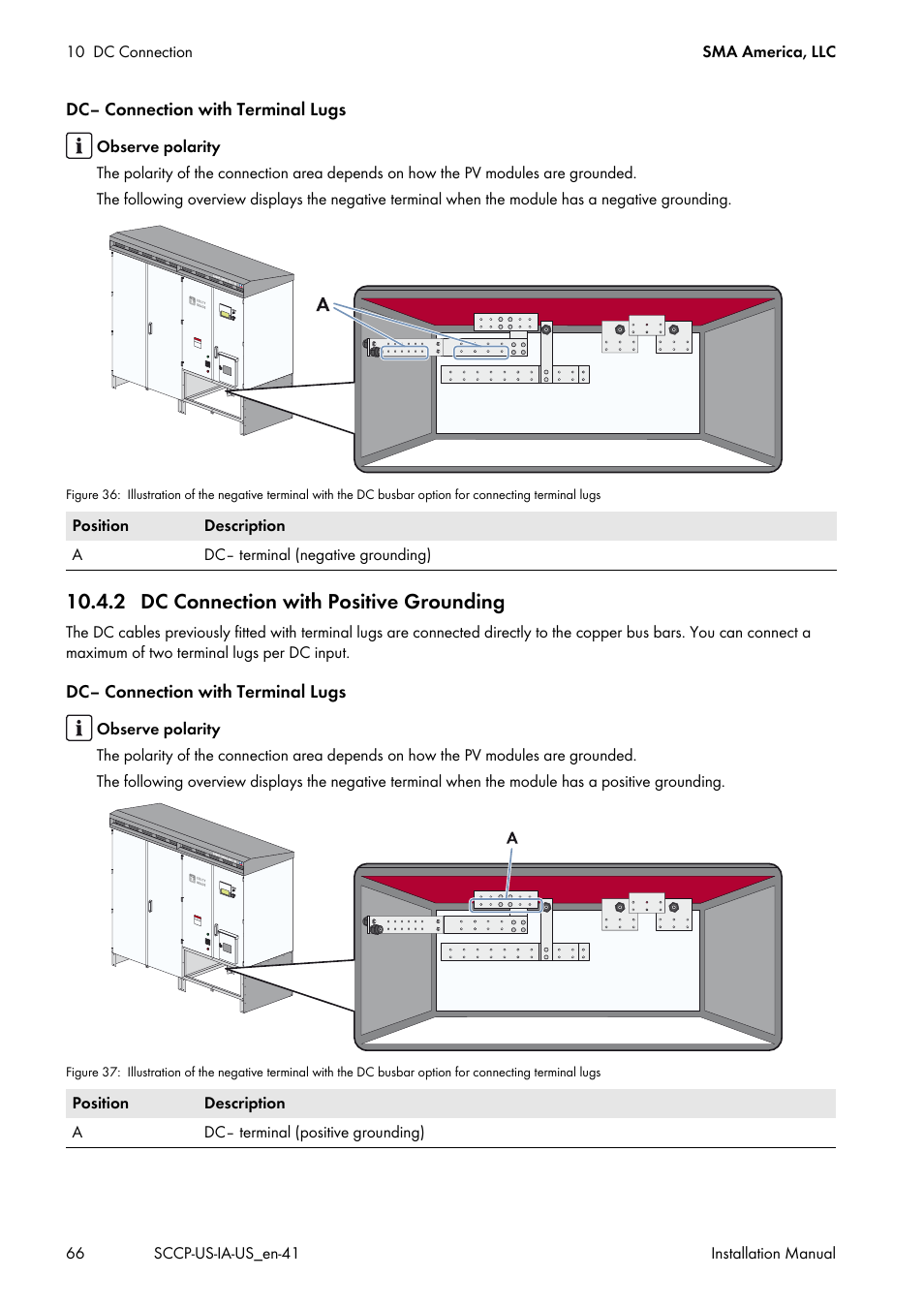 2 dc connection with positive grounding | SMA SC 500CP-US User Manual | Page 66 / 112