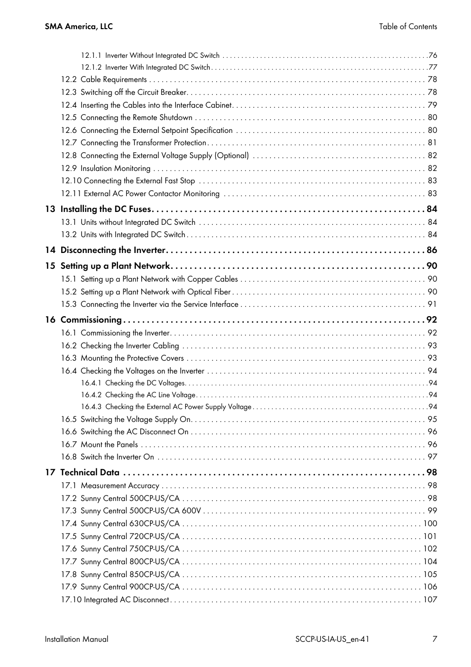 SMA SC 500CP-US User Manual | Page 7 / 112