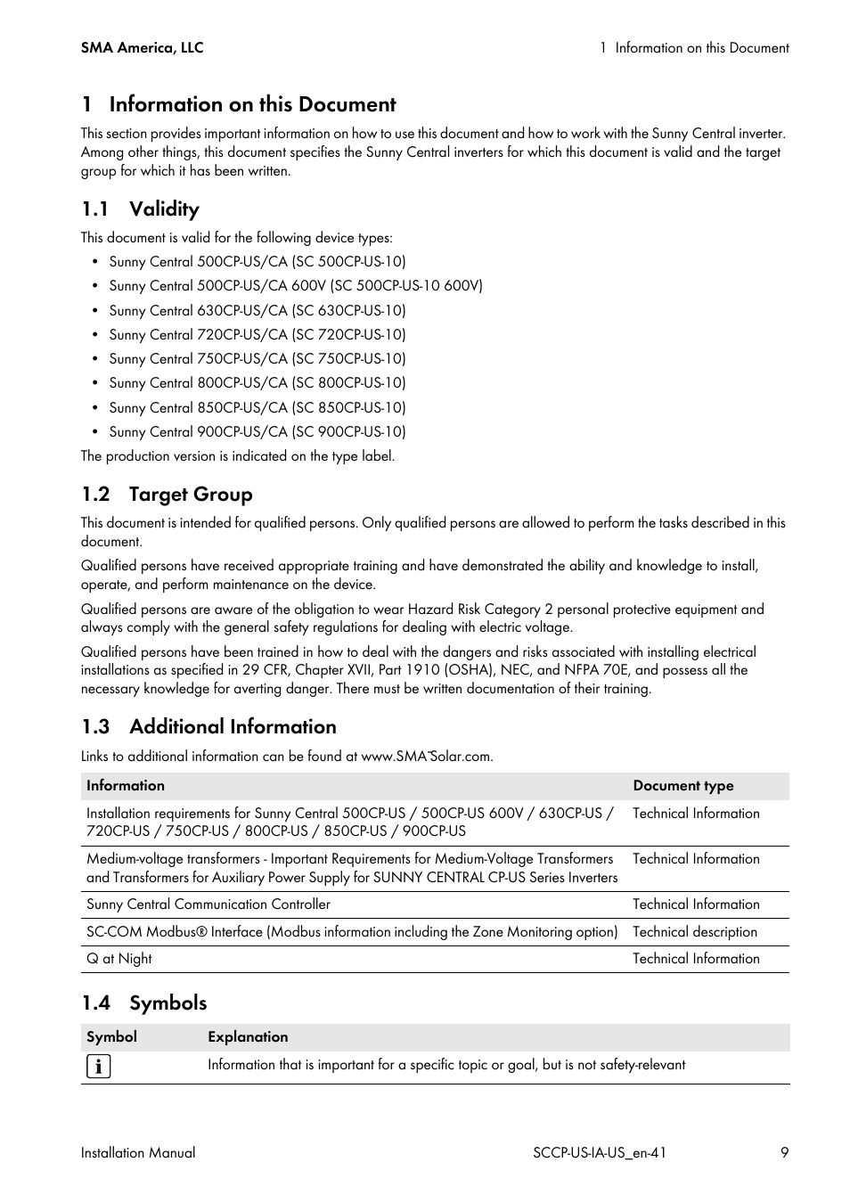 SMA SC 500CP-US User Manual | Page 9 / 112