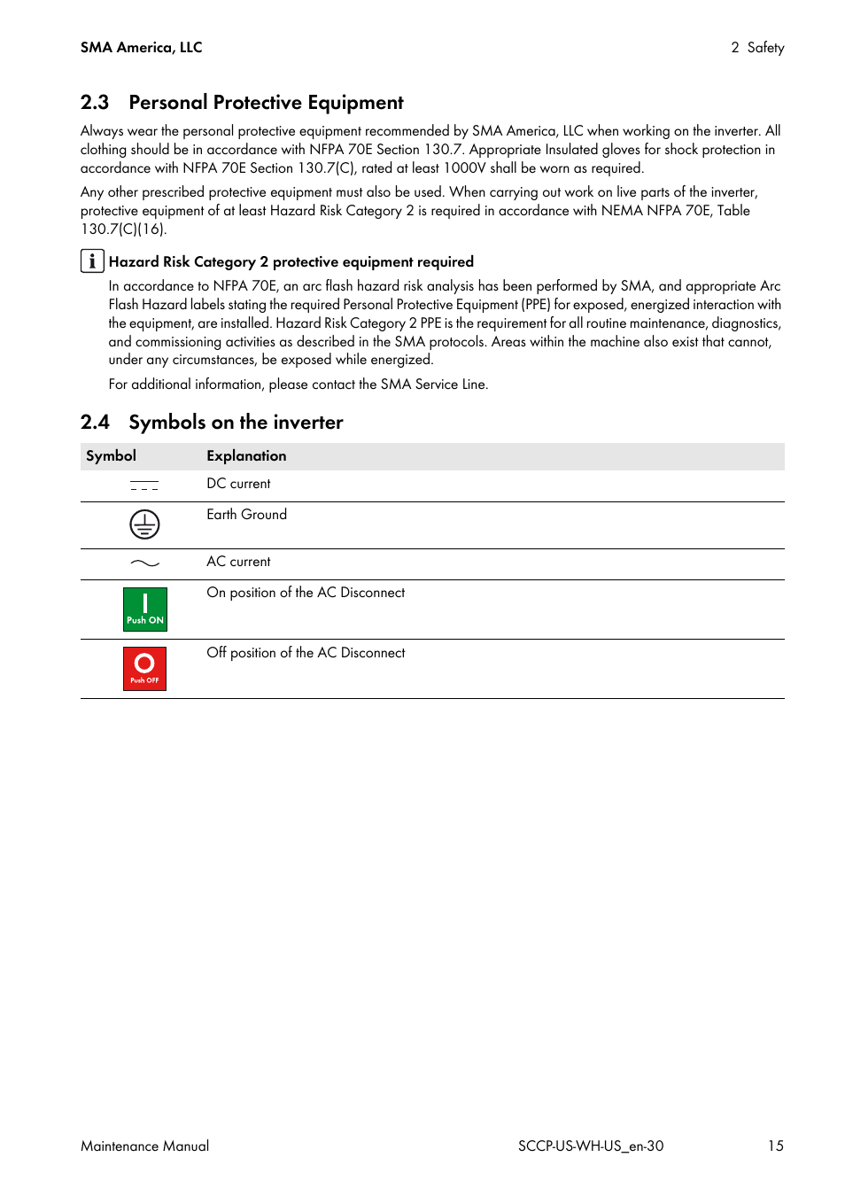 3 personal protective equipment, 4 symbols on the inverter | SMA SC 500CP-US Maintenance Manual User Manual | Page 15 / 52