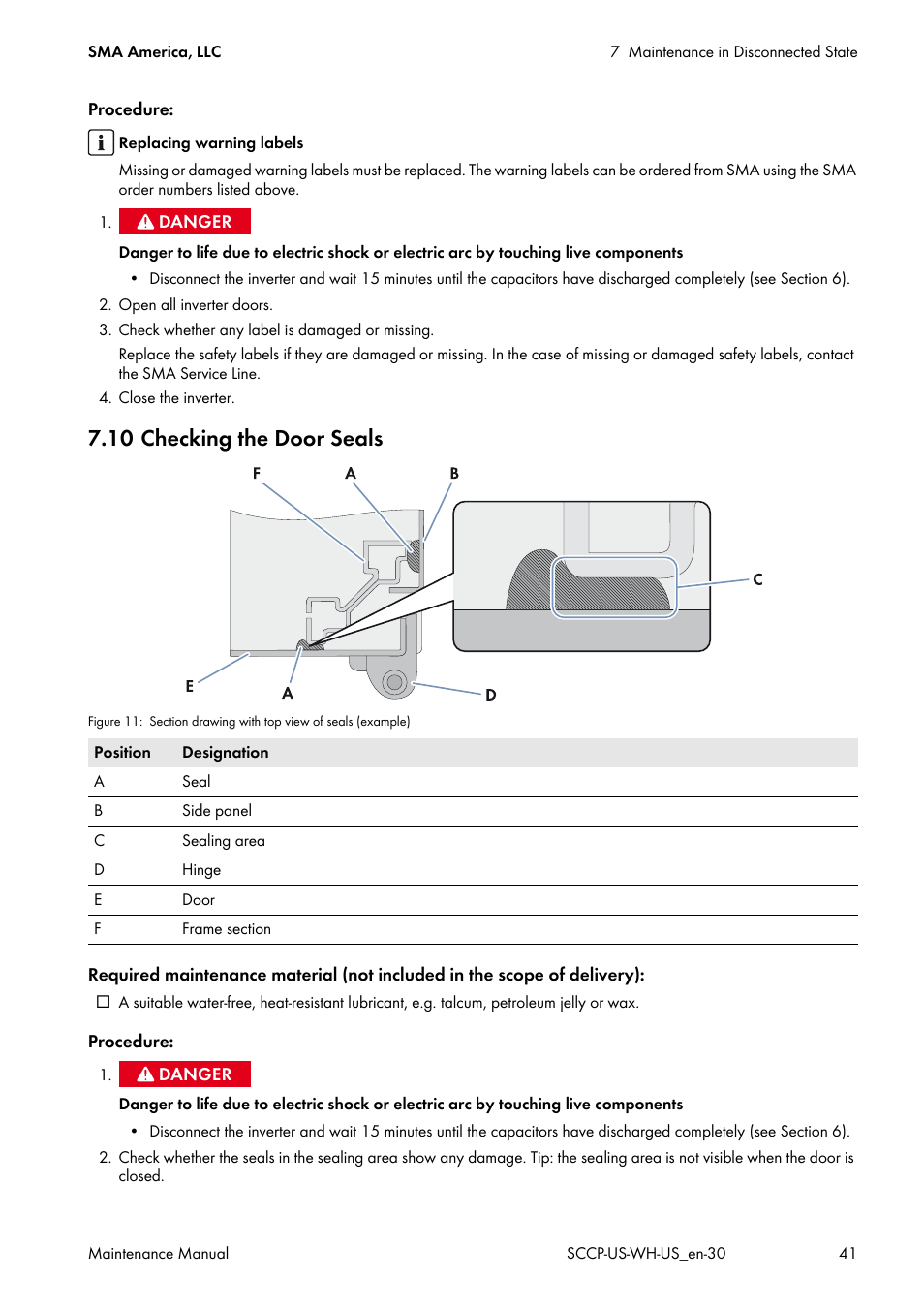 10 checking the door seals | SMA SC 500CP-US Maintenance Manual User Manual | Page 41 / 52