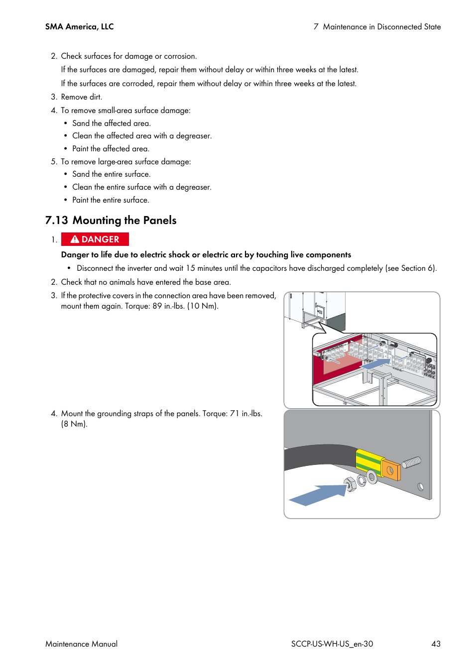 13 mounting the panels | SMA SC 500CP-US Maintenance Manual User Manual | Page 43 / 52