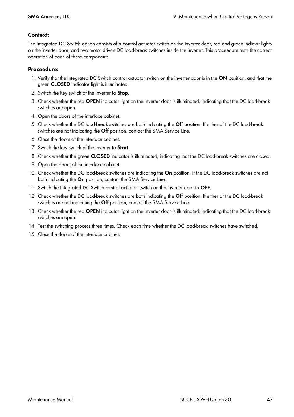 SMA SC 500CP-US Maintenance Manual User Manual | Page 47 / 52