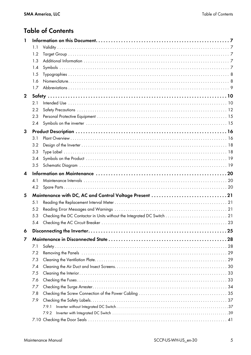 SMA SC 500CP-US Maintenance Manual User Manual | Page 5 / 52