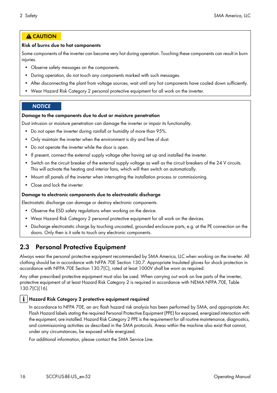 3 personal protective equipment | SMA SC 500CP-US-10 600V User Manual | Page 16 / 112