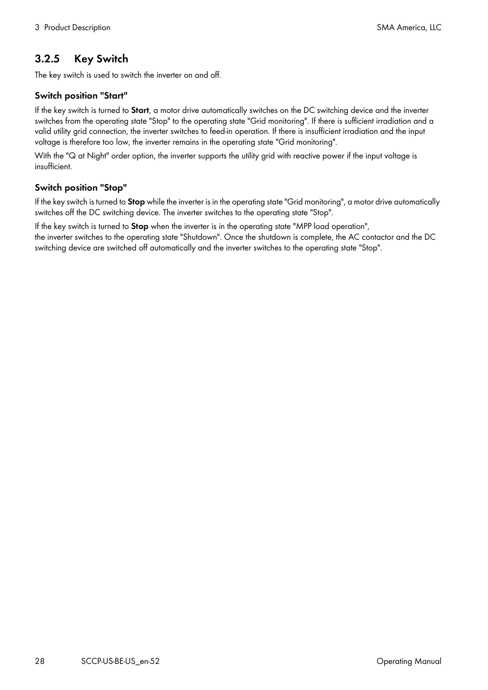 5 key switch | SMA SC 500CP-US-10 600V User Manual | Page 28 / 112