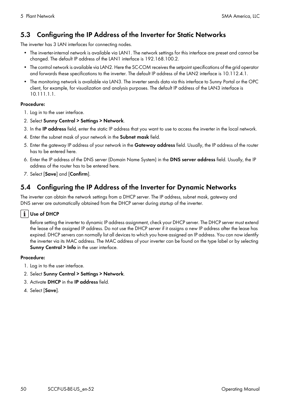 SMA SC 500CP-US-10 600V User Manual | Page 50 / 112