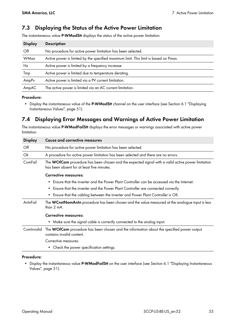 SMA SC 500CP-US-10 600V User Manual | Page 55 / 112