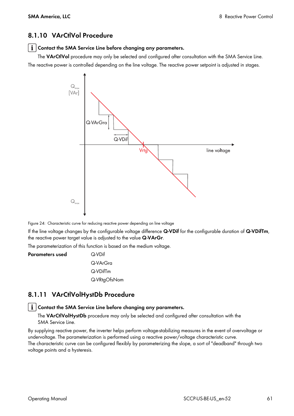 10 varctlvol procedure, 11 varctlvolhystdb procedure | SMA SC 500CP-US-10 600V User Manual | Page 61 / 112