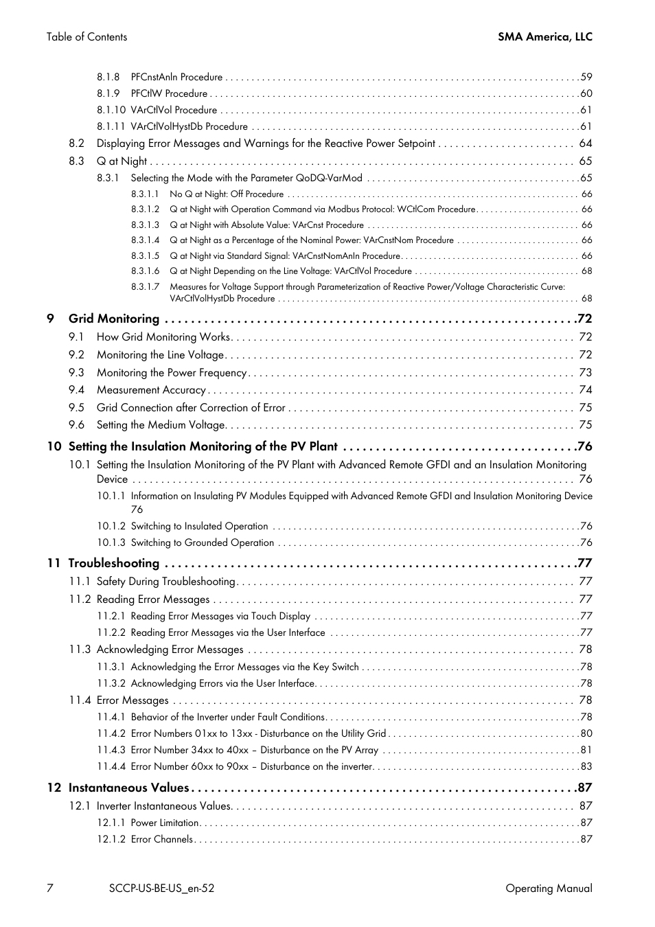 SMA SC 500CP-US-10 600V User Manual | Page 7 / 112