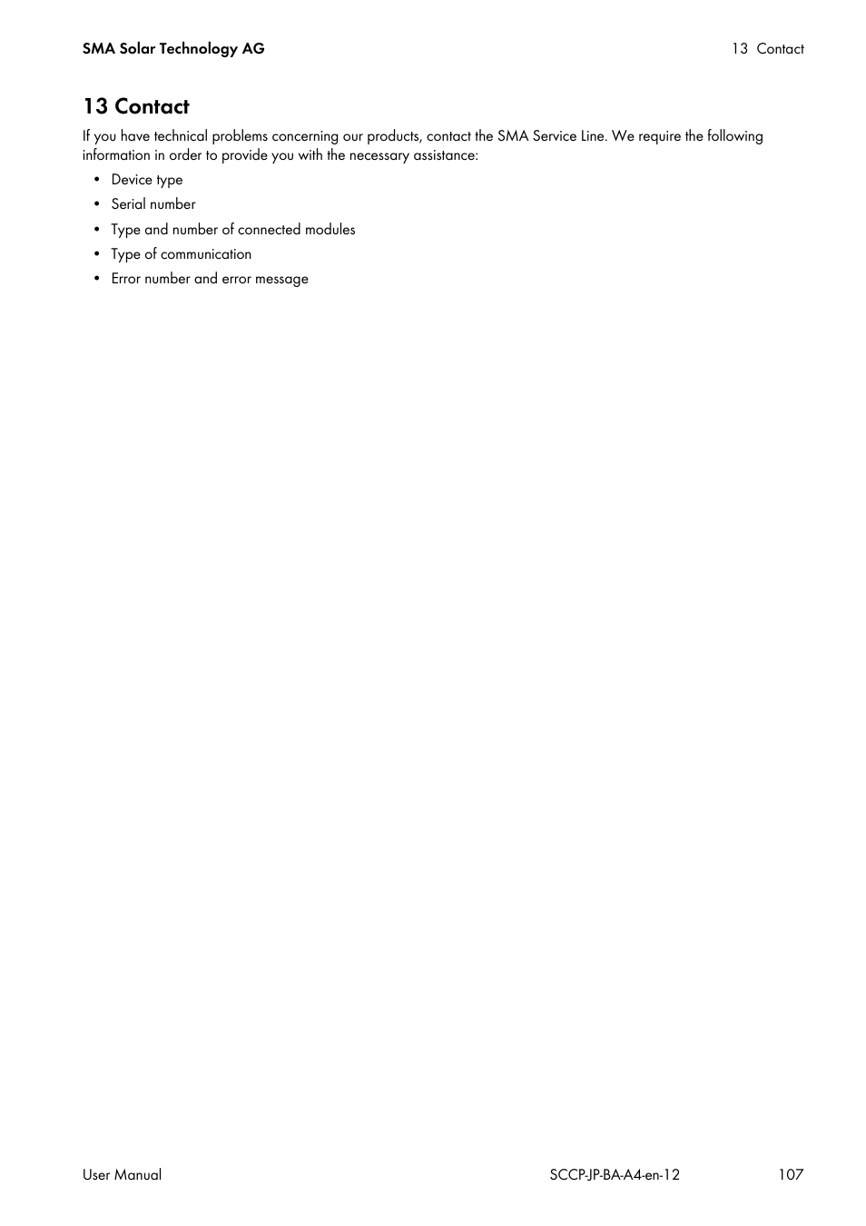 13 contact | SMA SC 500CP-10-JP User Manual | Page 107 / 108