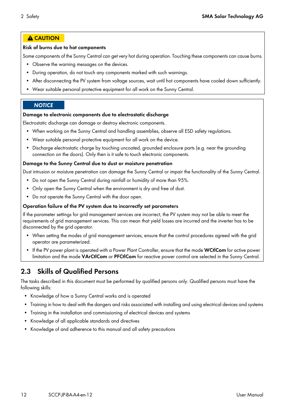 3 skills of qualified persons | SMA SC 500CP-10-JP User Manual | Page 12 / 108