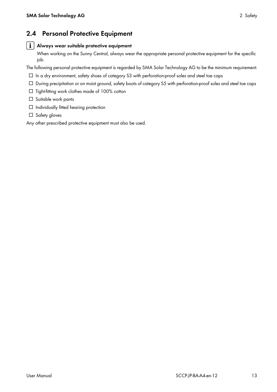 4 personal protective equipment | SMA SC 500CP-10-JP User Manual | Page 13 / 108