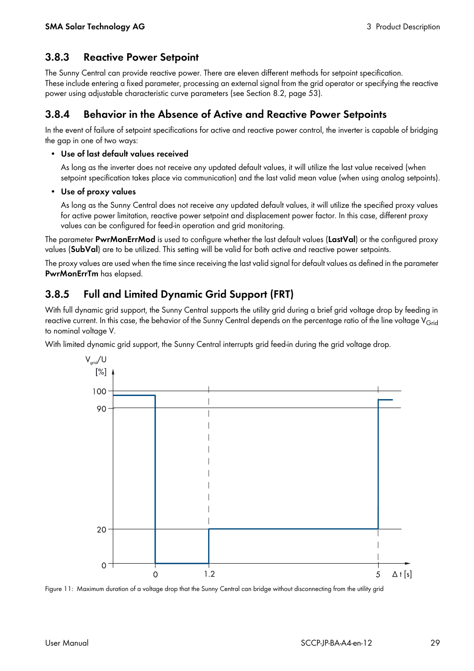 3 reactive power setpoint, 5 full and limited dynamic grid support (frt) | SMA SC 500CP-10-JP User Manual | Page 29 / 108