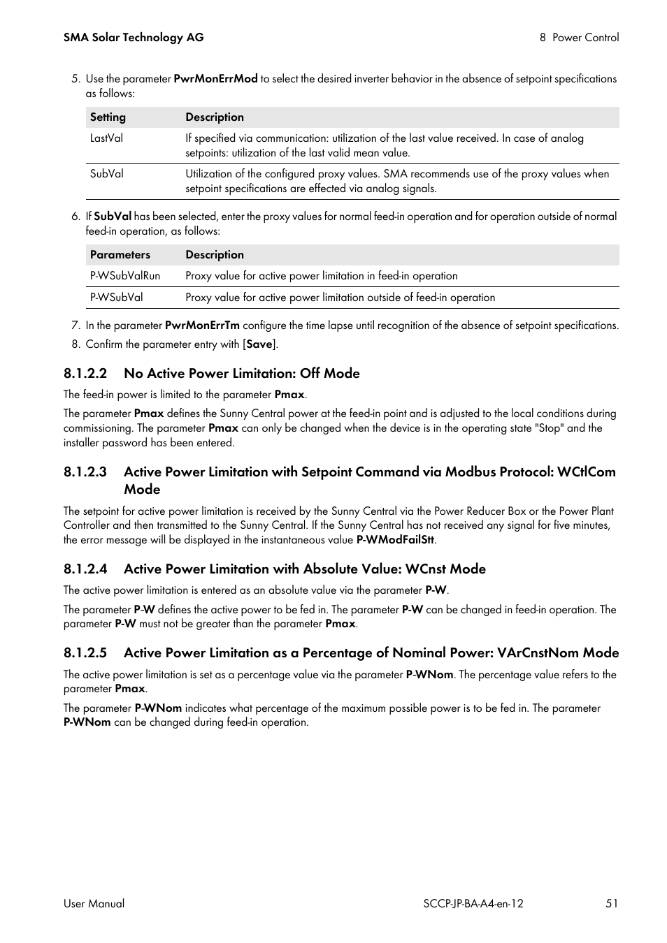 2 no active power limitation: off mode | SMA SC 500CP-10-JP User Manual | Page 51 / 108