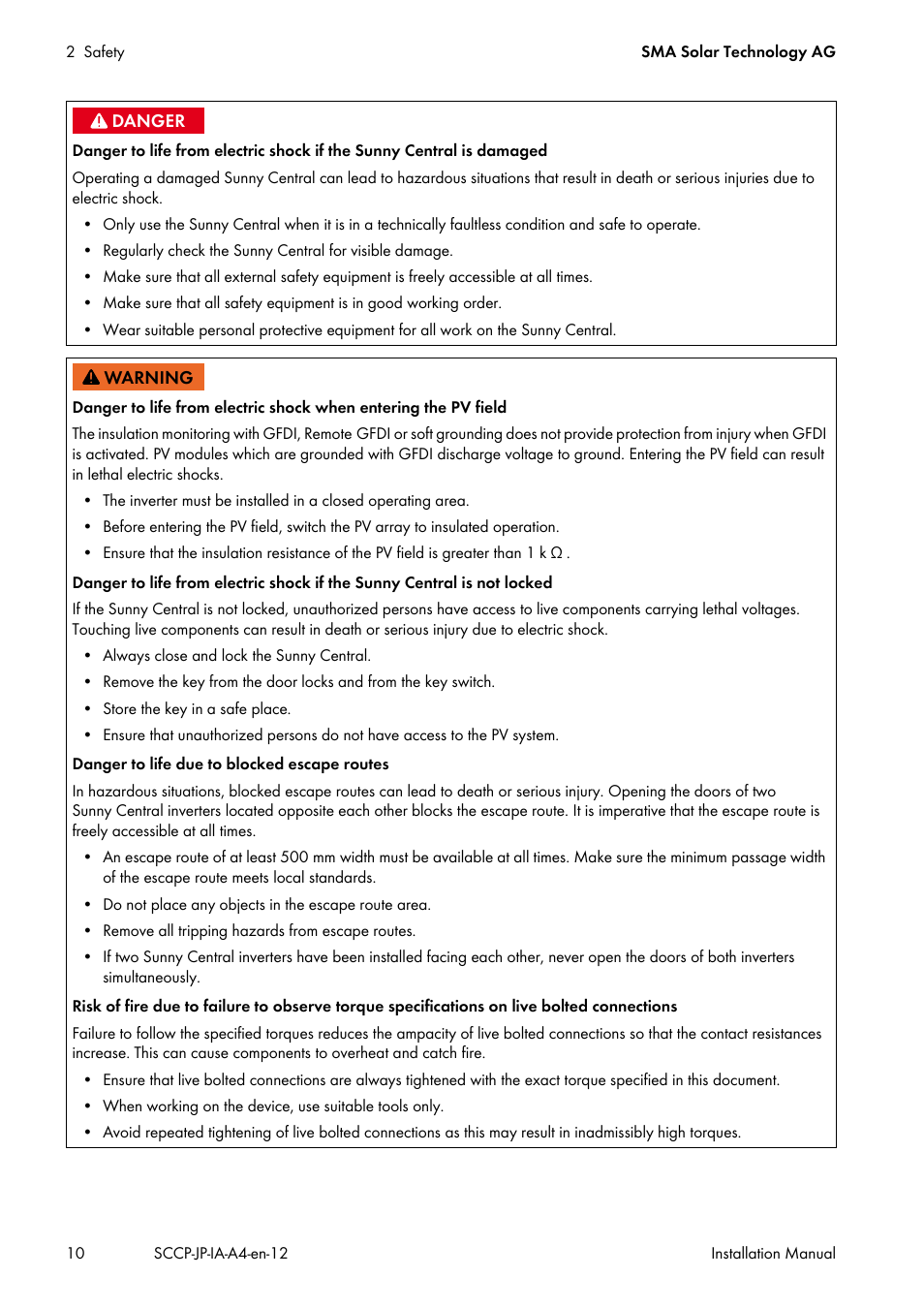 SMA SC 500CP-10-JP Installation Manual User Manual | Page 10 / 88