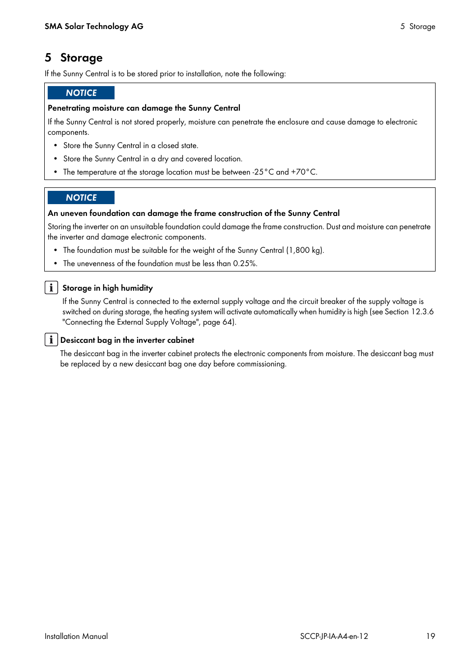 5 storage | SMA SC 500CP-10-JP Installation Manual User Manual | Page 19 / 88