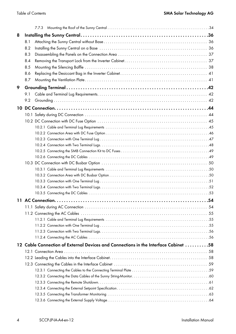 SMA SC 500CP-10-JP Installation Manual User Manual | Page 4 / 88