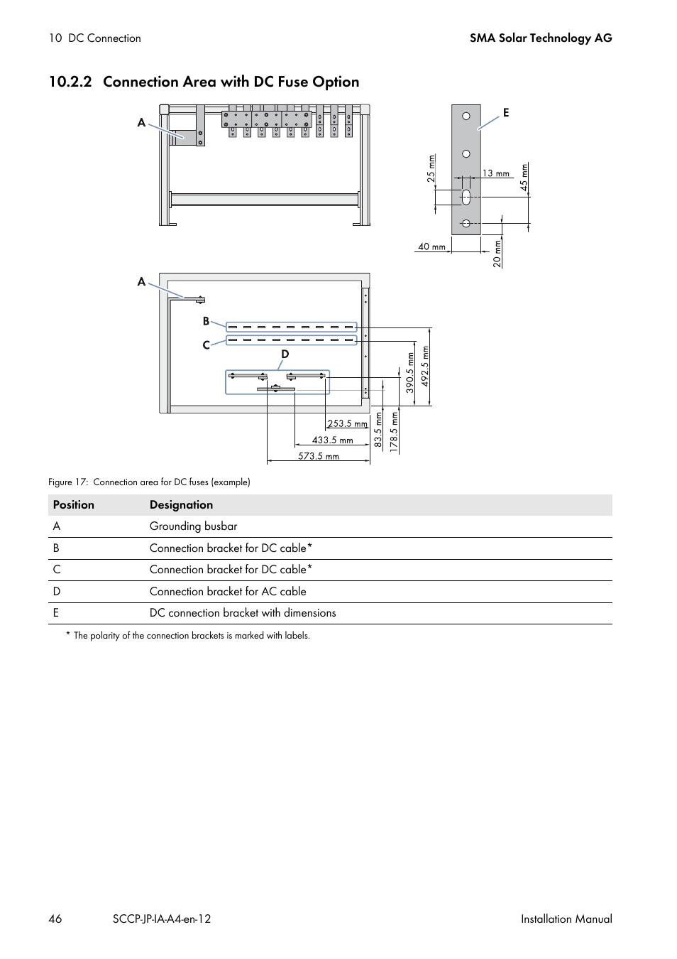 2 connection area with dc fuse option | SMA SC 500CP-10-JP Installation Manual User Manual | Page 46 / 88