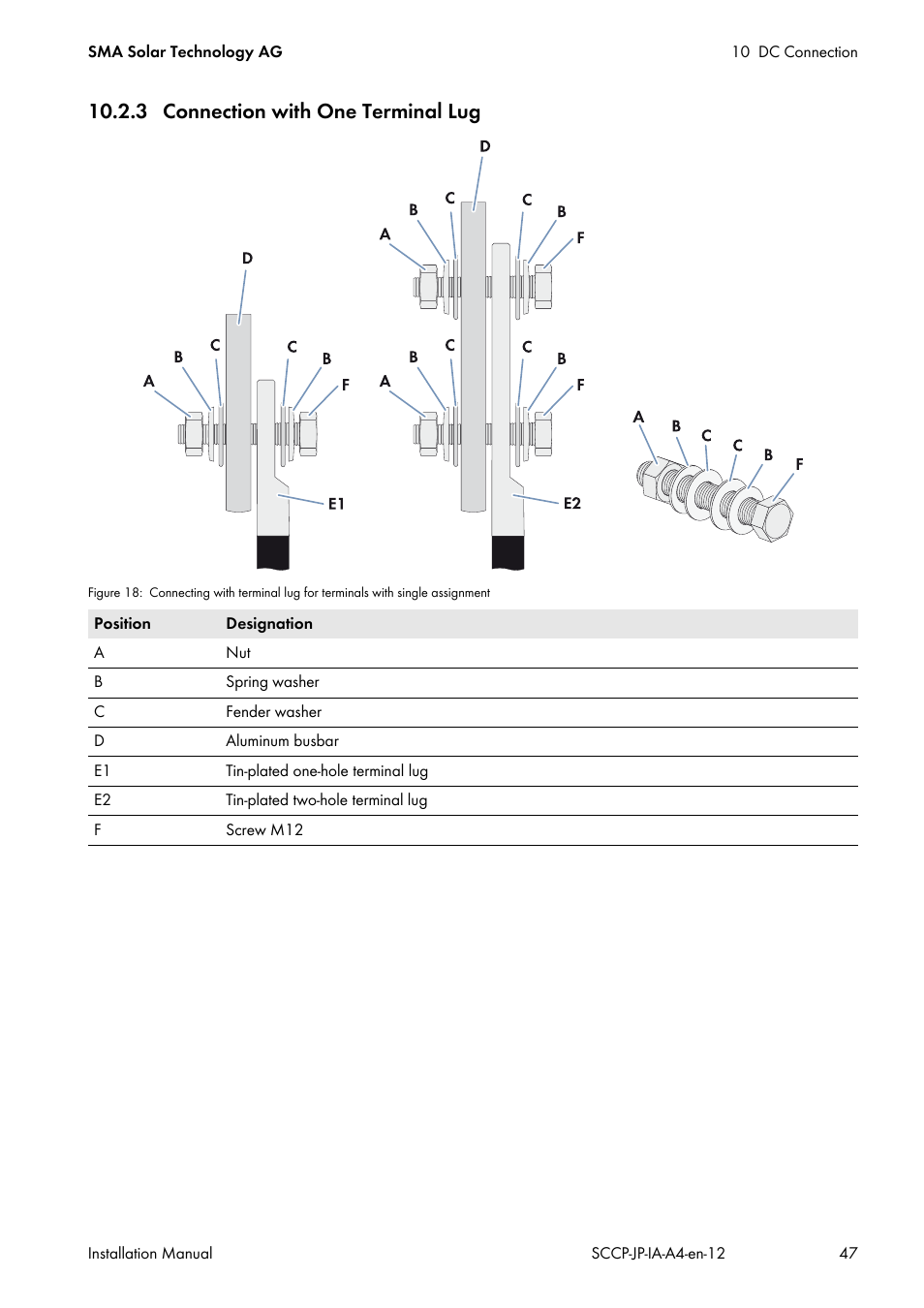 3 connection with one terminal lug | SMA SC 500CP-10-JP Installation Manual User Manual | Page 47 / 88