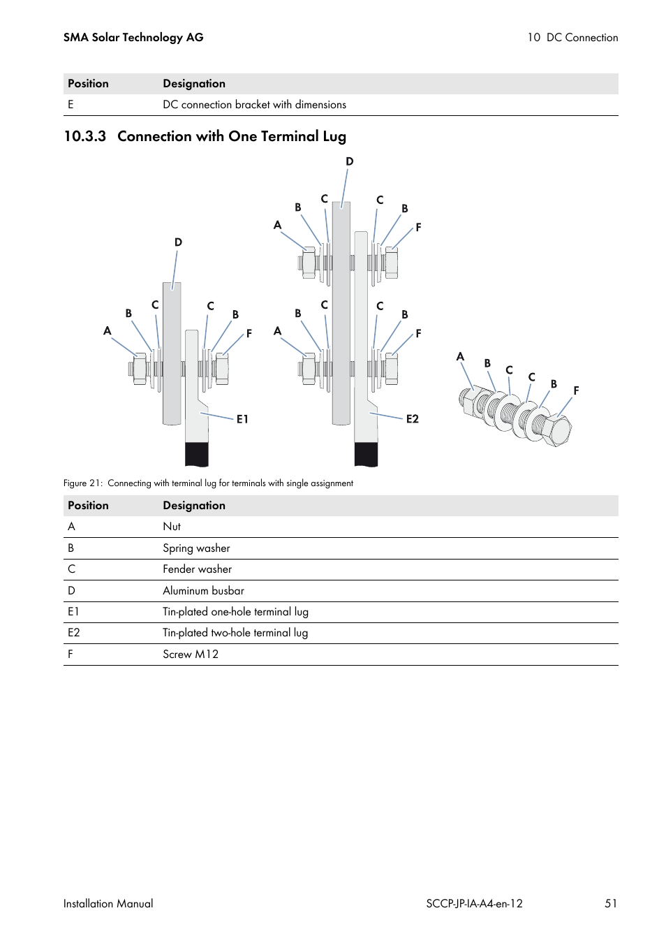 3 connection with one terminal lug | SMA SC 500CP-10-JP Installation Manual User Manual | Page 51 / 88