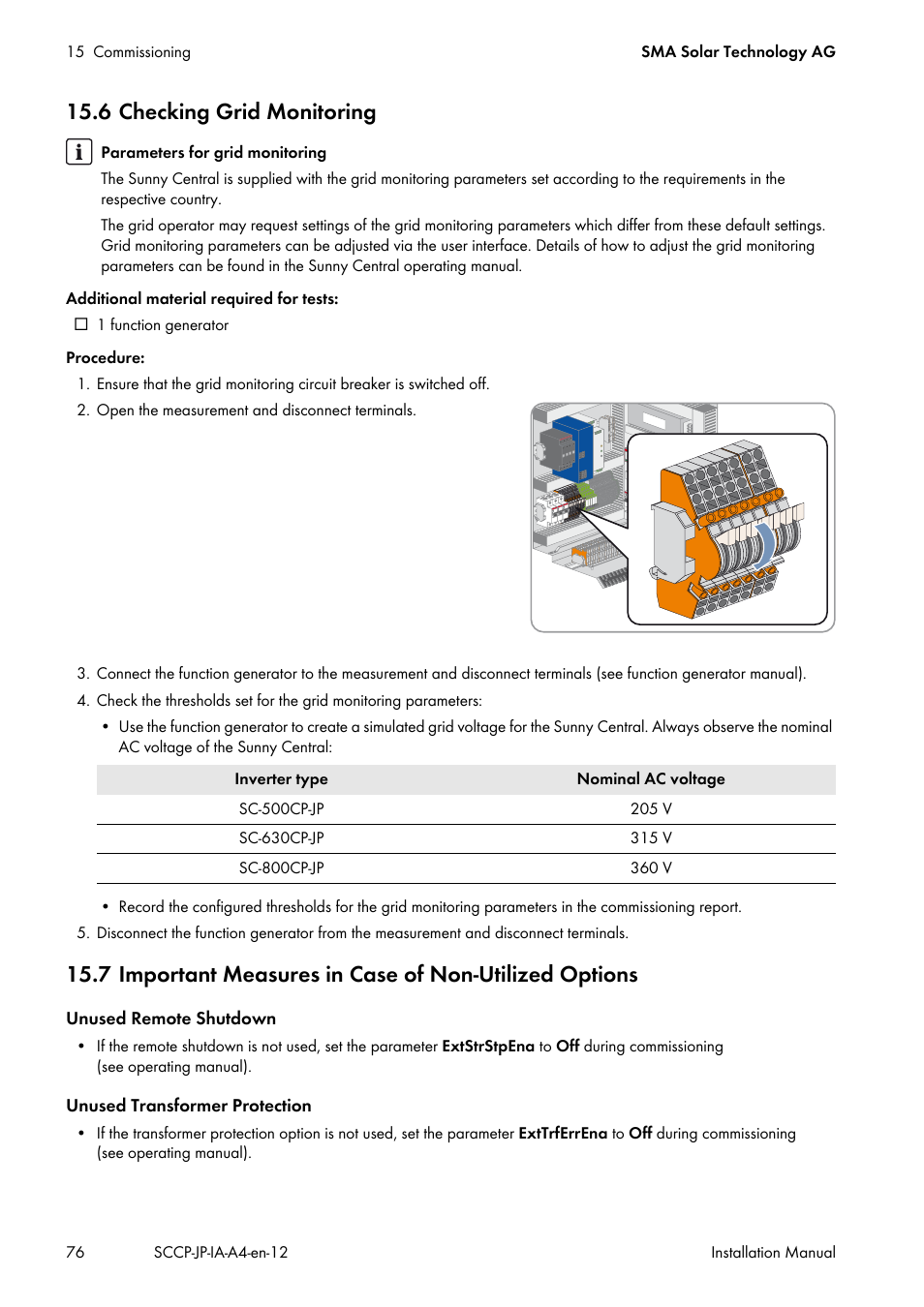 6 checking grid monitoring, 6, p | SMA SC 500CP-10-JP Installation Manual User Manual | Page 76 / 88