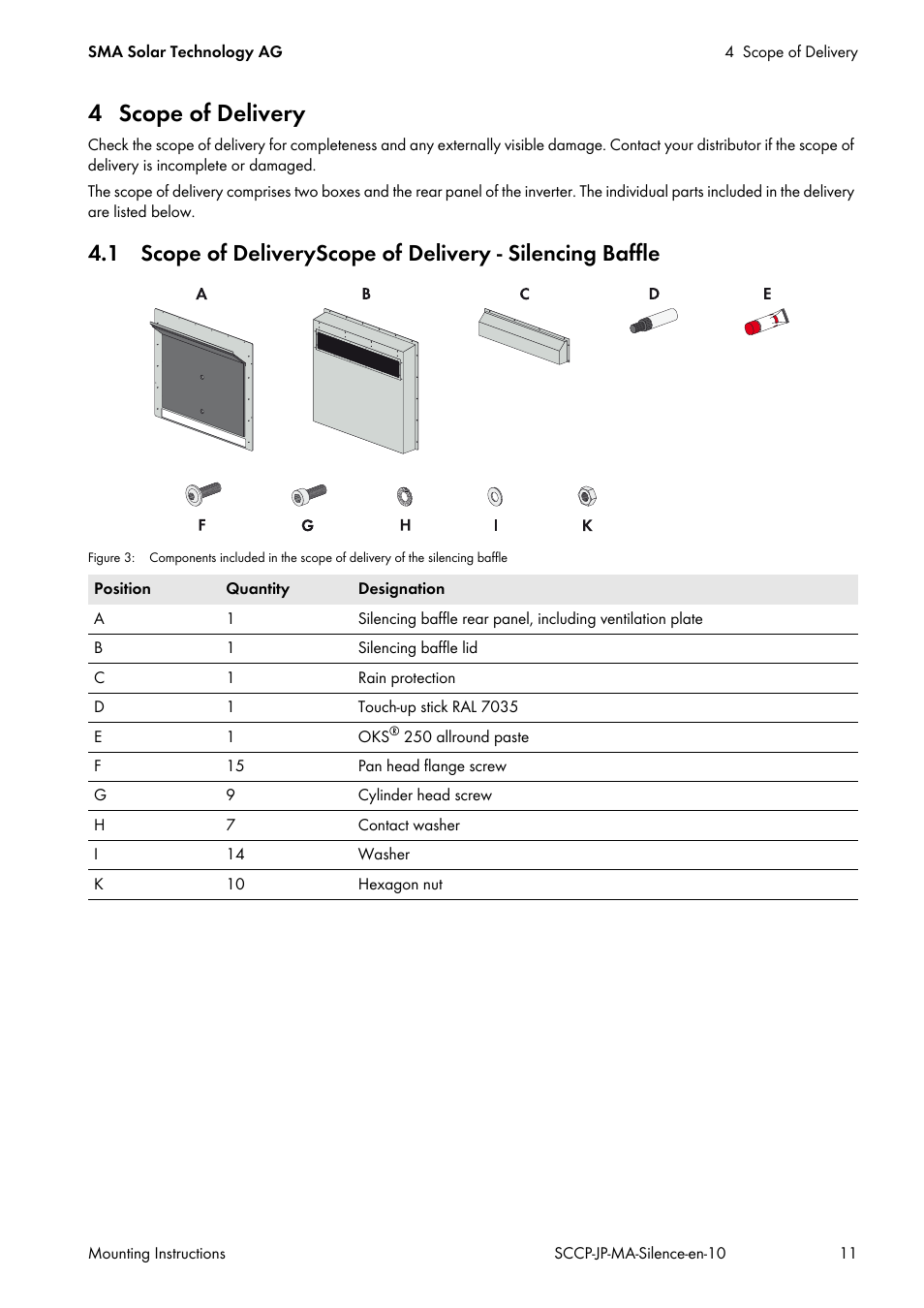 4 scope of delivery | SMA SC 500CP-10-JP Mounting Instructions User Manual | Page 11 / 36